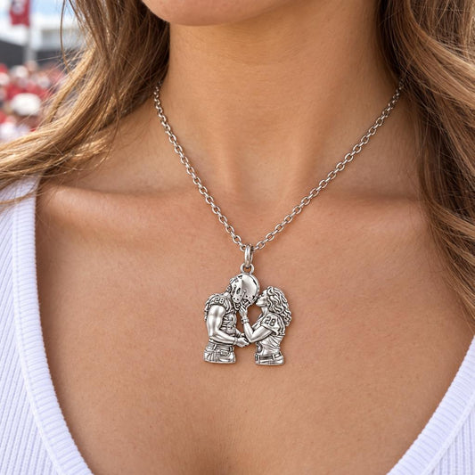 Game Day Kiss Charm Necklace Set – worn / in use