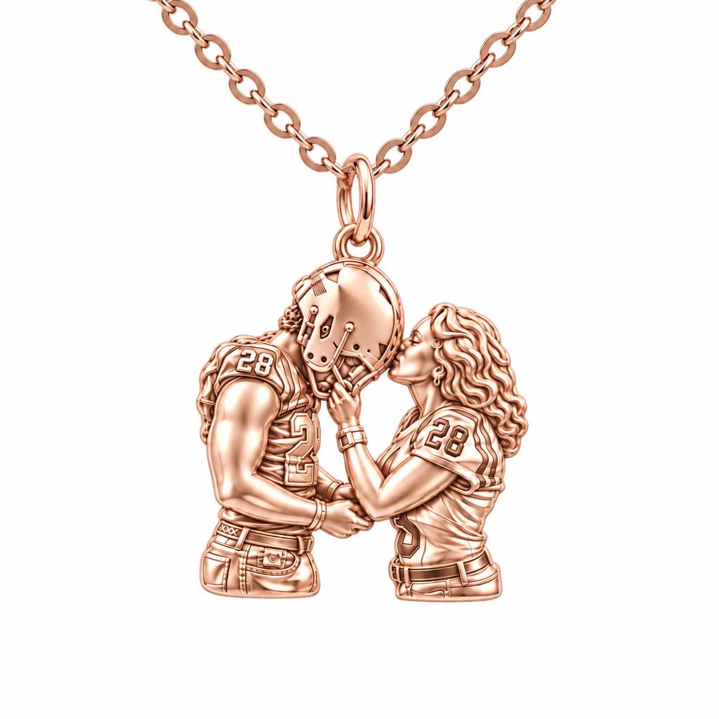 Game Day Kiss Charm Necklace Set – rose gold, front view