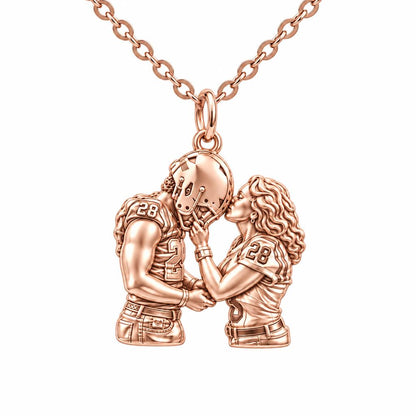 Game Day Kiss Charm Necklace Set – rose gold, front view