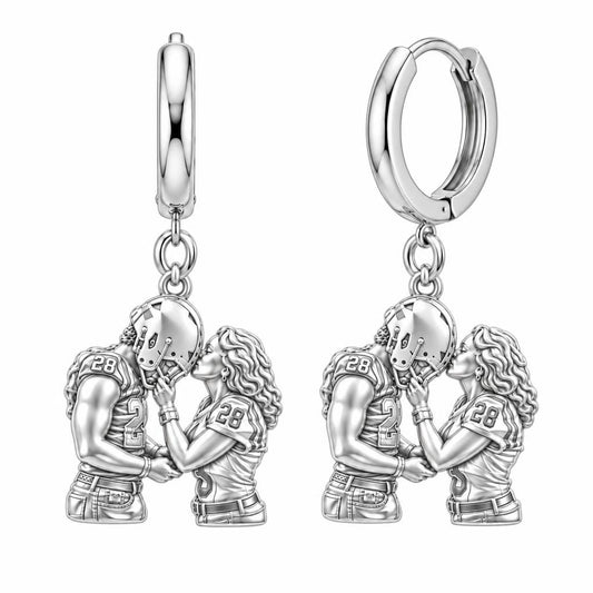 Game Day Kiss Huggie Charm Earrings – silver, front view