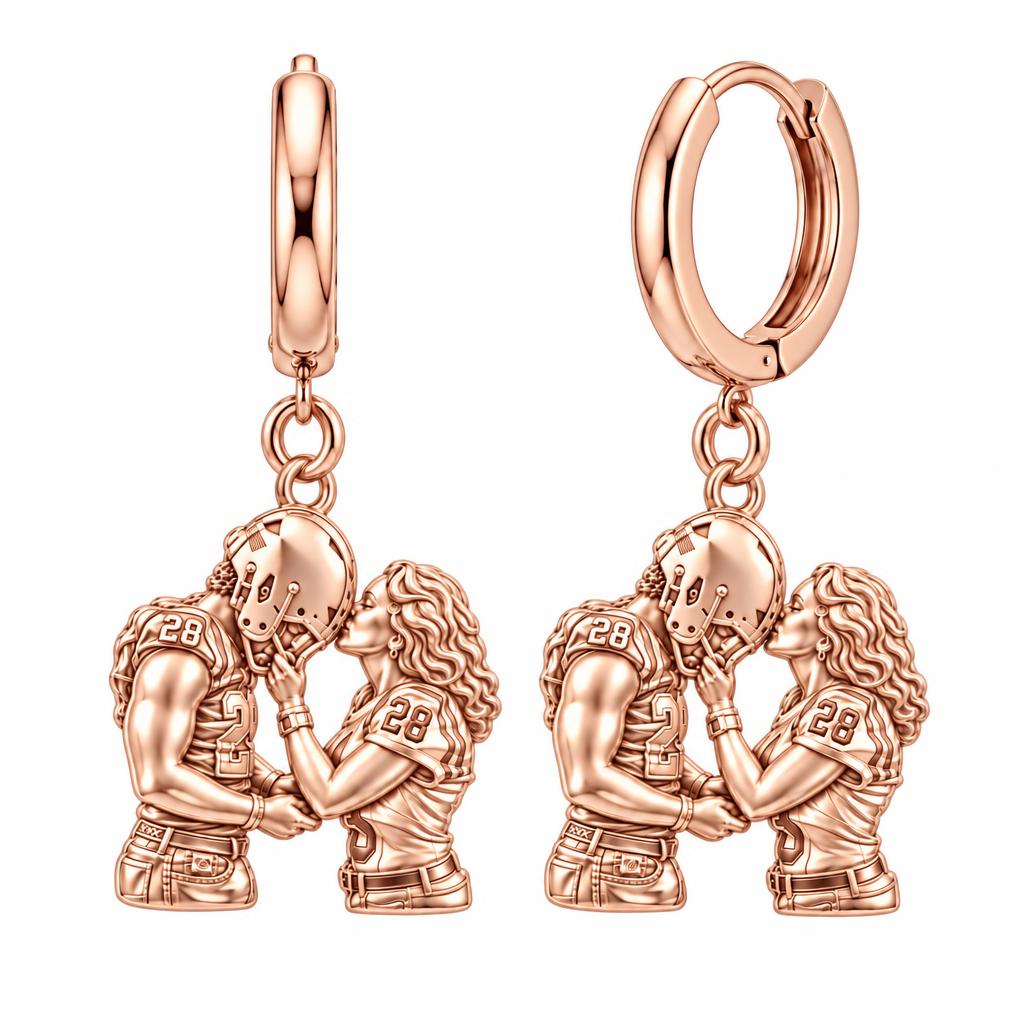 Game Day Kiss Huggie Charm Earrings – rose gold, front view