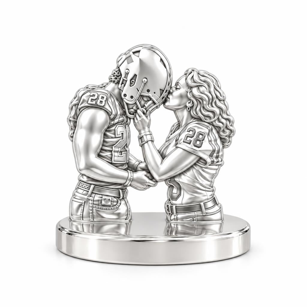 Game Day Kiss Keepsake Plaque – silver, front view
