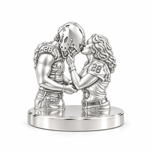 Game Day Kiss Keepsake Plaque – silver, front view