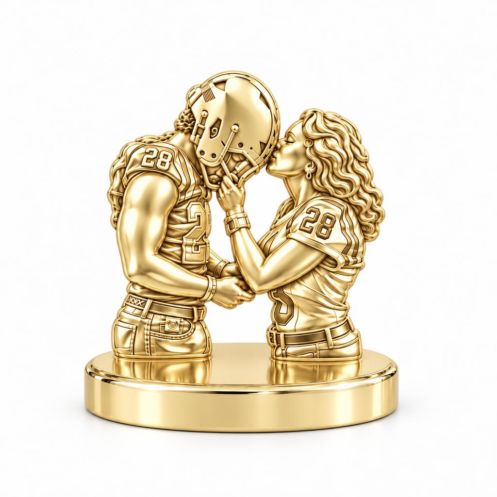 Game Day Kiss Keepsake Plaque – 18K gold, front view