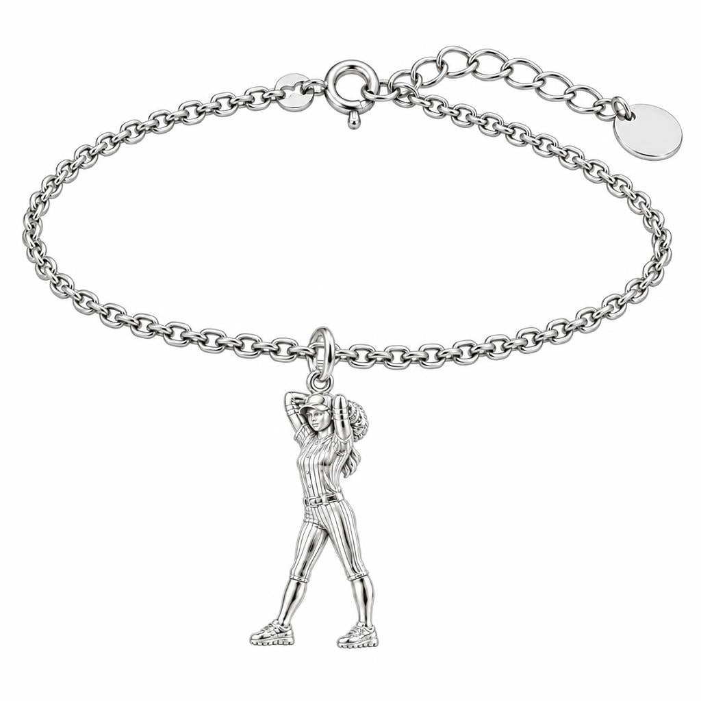 Game Day Pitcher Charm Bracelet Set – silver, front view
