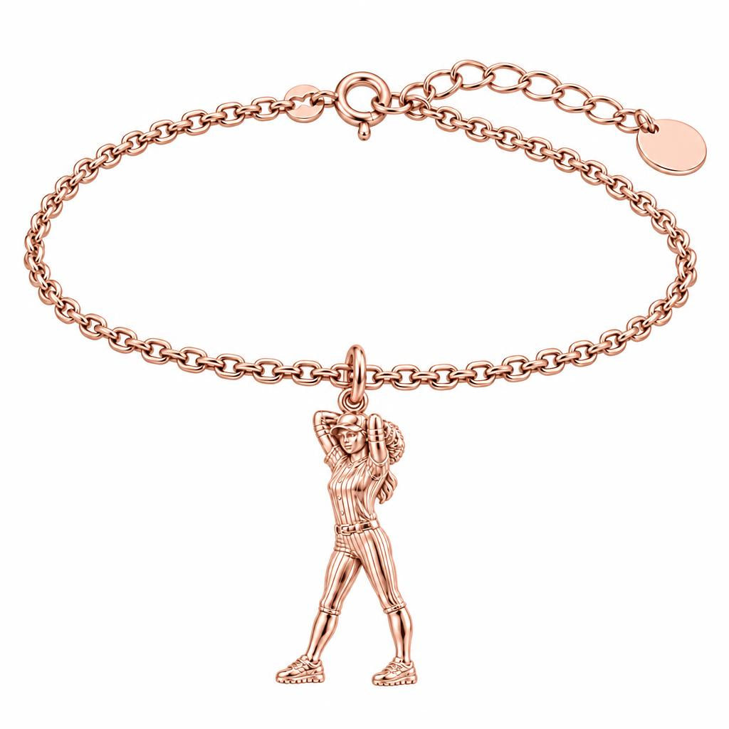 Game Day Pitcher Charm Bracelet Set – rose gold, front view