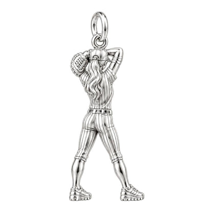 Game Day Pitcher Charm Keychain – back of the charm, engraving area