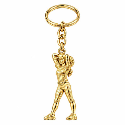 Game Day Pitcher Charm Keychain – 18K gold, front view