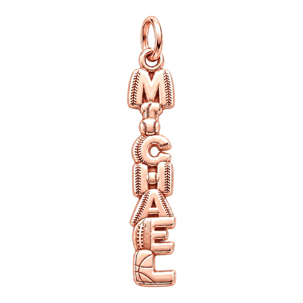 Game Day Spirit Charm Bracelet – Personalized Athlete Gift – rose gold 3 cm charm, front view