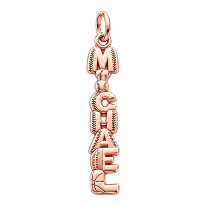 Game Day Spirit Charm Bracelet – Personalized Athlete Gift – rose gold 3 cm charm, front view