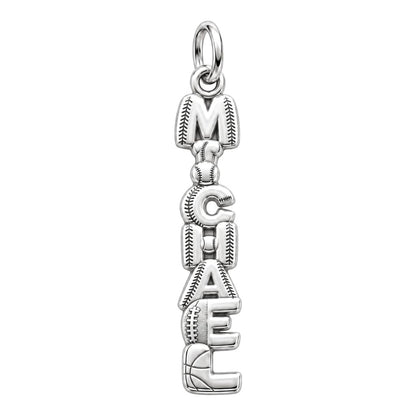 Game Day Spirit Charm Bracelet – Personalized Athlete Gift – silver plated 3 cm charm, front view