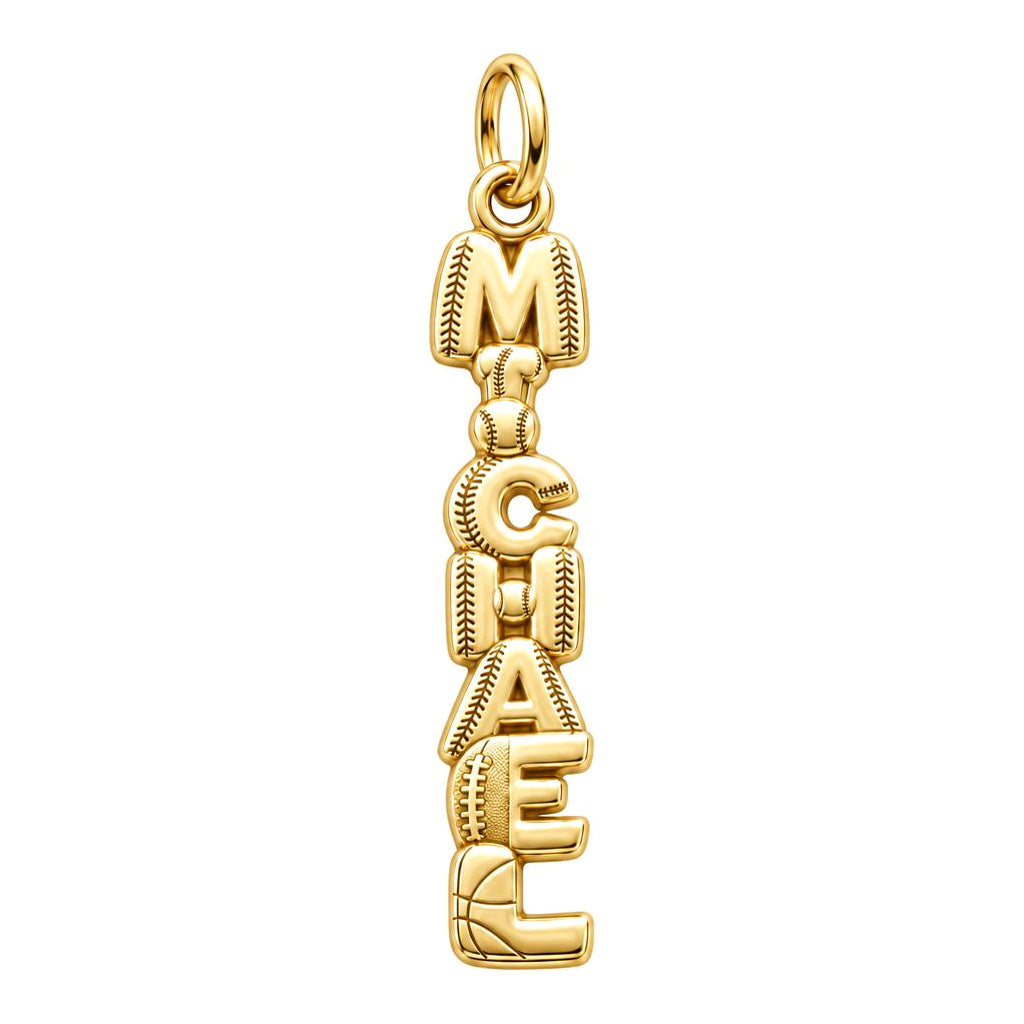 Game Day Spirit Charm Bracelet – Personalized Athlete Gift – 18K gold plated 3 cm charm, front view