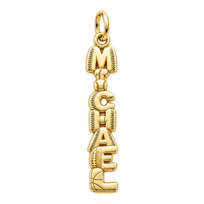 Game Day Spirit Charm Bracelet – Personalized Athlete Gift – 18K gold plated 3 cm charm, front view