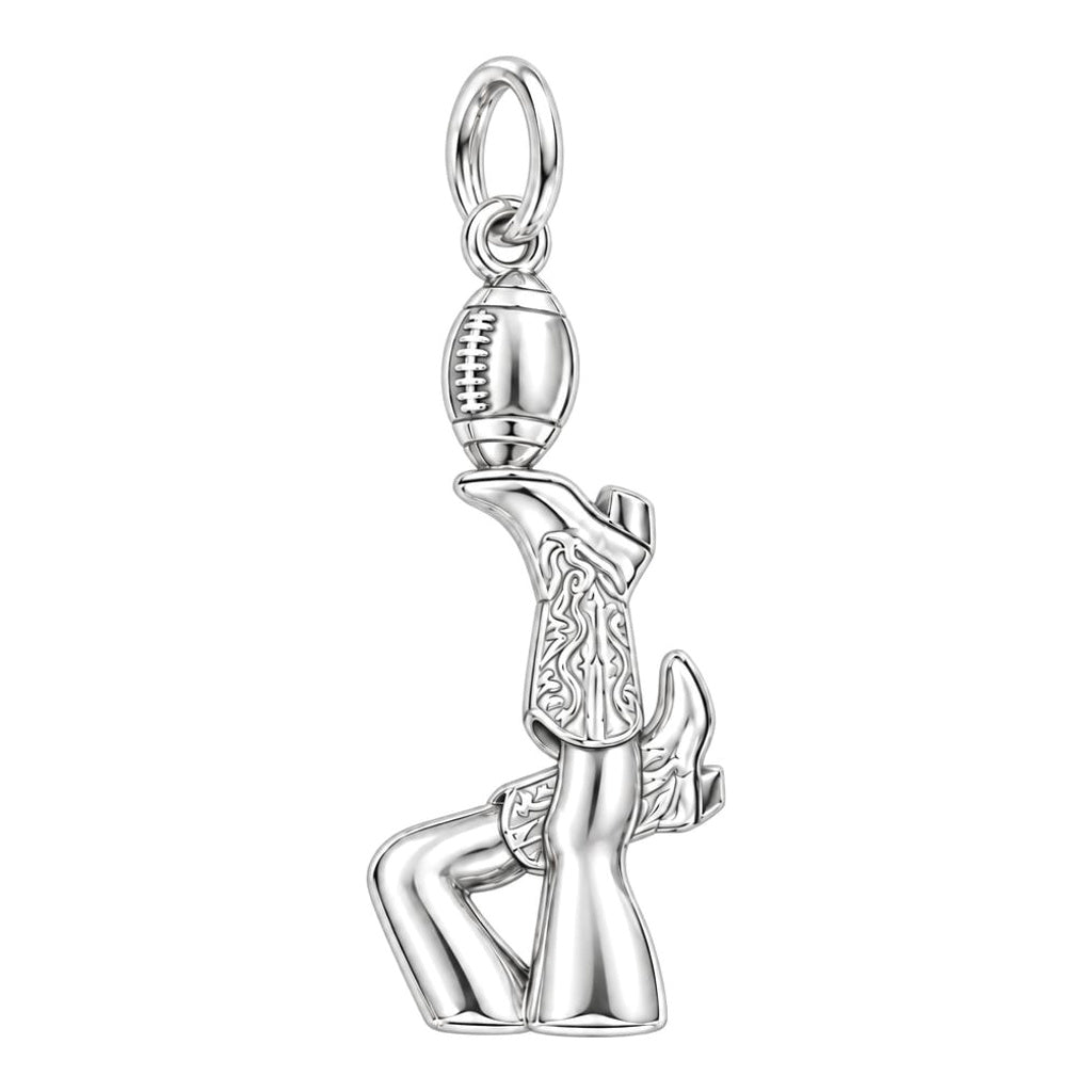 Game Day Spirit Charm Bracelet – Personalized Football Gift – silver charm, front view