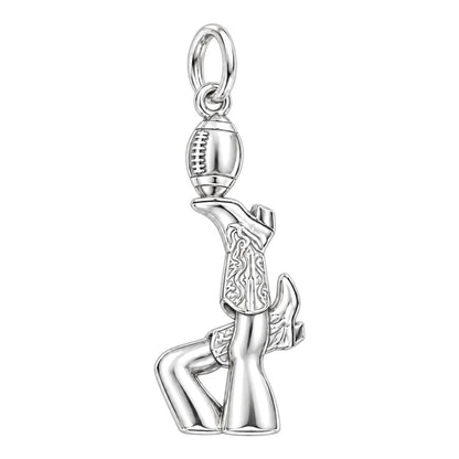 Game Day Spirit Charm Bracelet – Personalized Football Gift – silver charm, front view