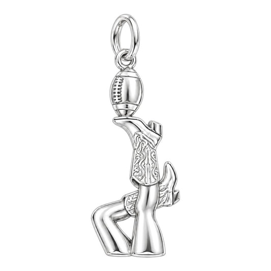 Game Day Spirit Charm Bracelet – Personalized Football Gift – silver charm, front view