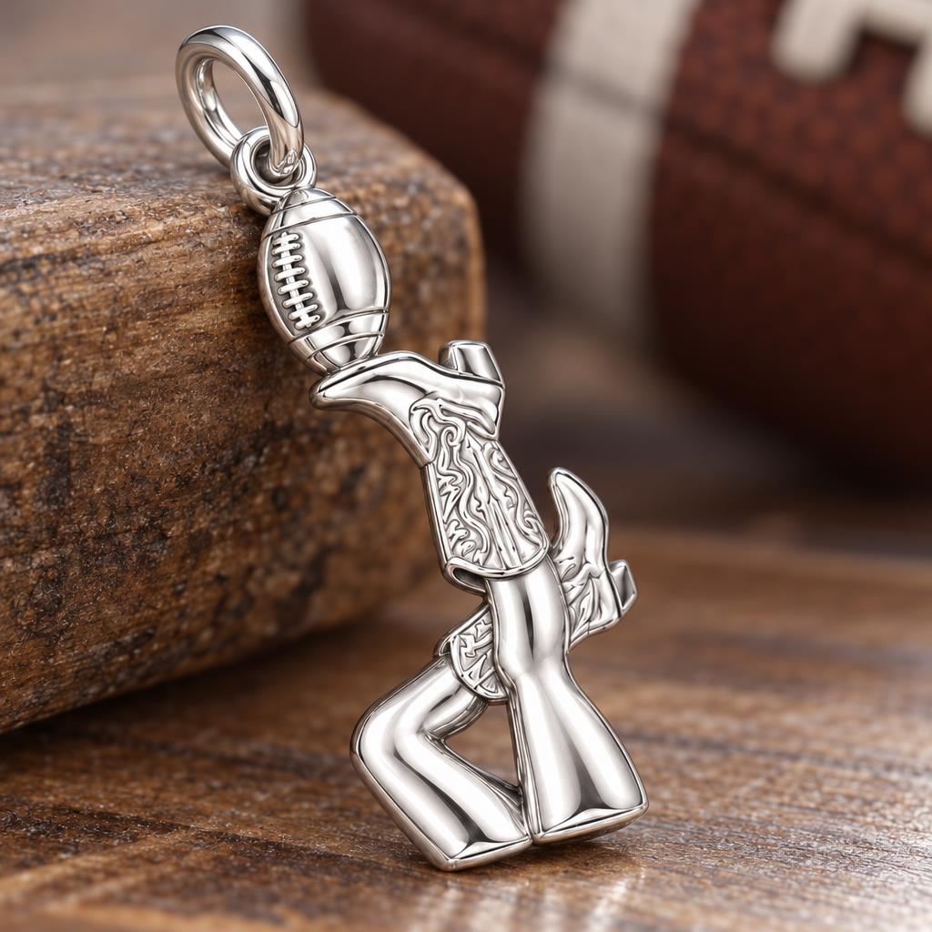 Game Day Spirit Charm Bracelet – Personalized Football Gift – macro detail of the charm