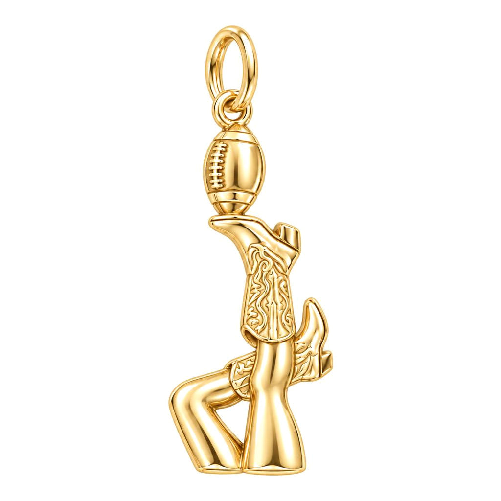 Game Day Spirit Charm Bracelet – Personalized Football Gift – 18K gold charm, front view