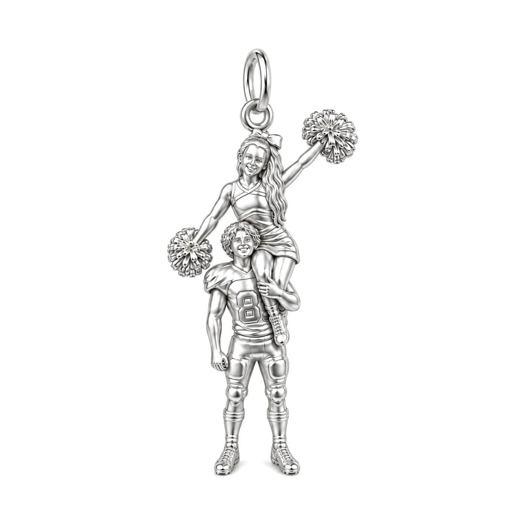 Game Day Spirit Couple Charm Bracelet – Personalized Couple Gift – silver charm, front view