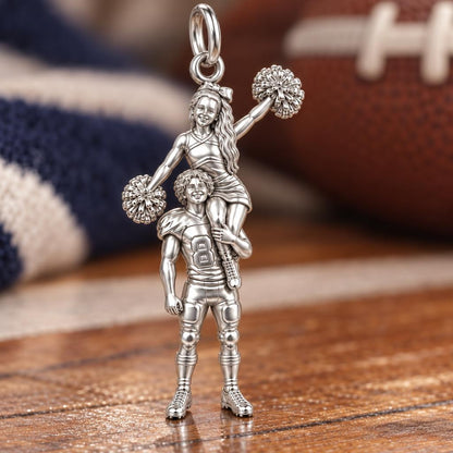 Game Day Spirit Couple Charm Bracelet – Personalized Couple Gift – macro detail of the charm