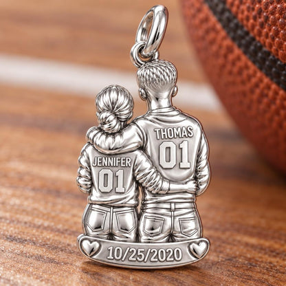 Game Day Together Charm Bracelet – Personalized Couple Gift – macro detail of the charm