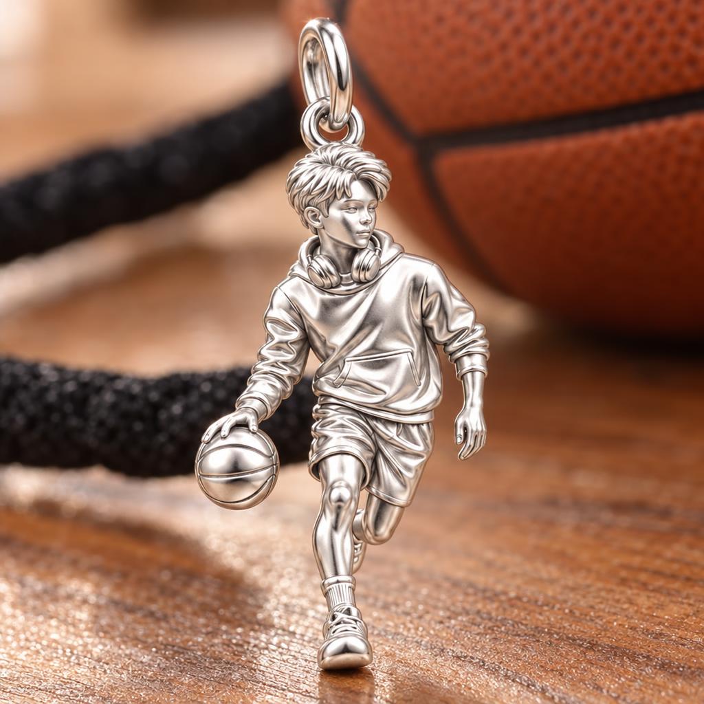 Game Point Dribbler Charm and Polyester Cord Bracelet Set