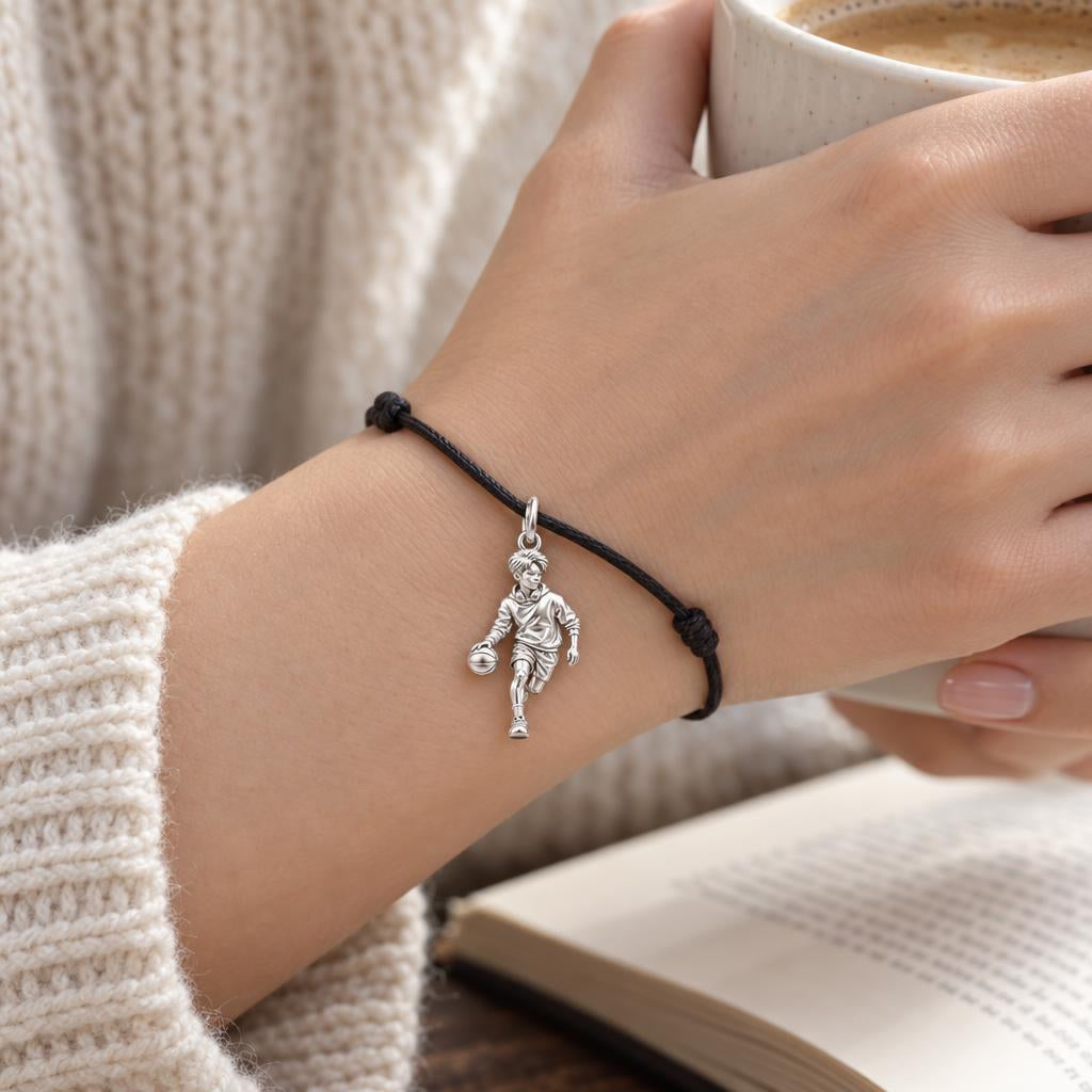 Game Point Dribbler Charm and Polyester Cord Bracelet Set