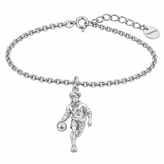 Game Point Dribbler Charm Bracelet Set – silver, front view