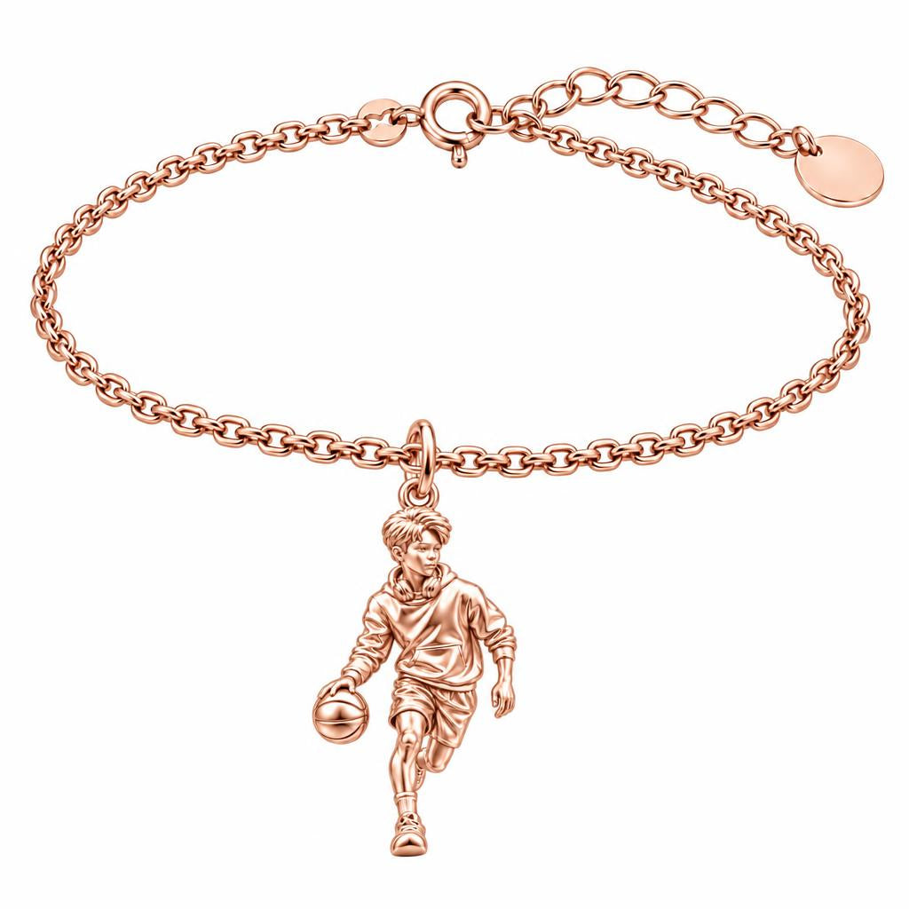 Game Point Dribbler Charm Bracelet Set – rose gold, front view