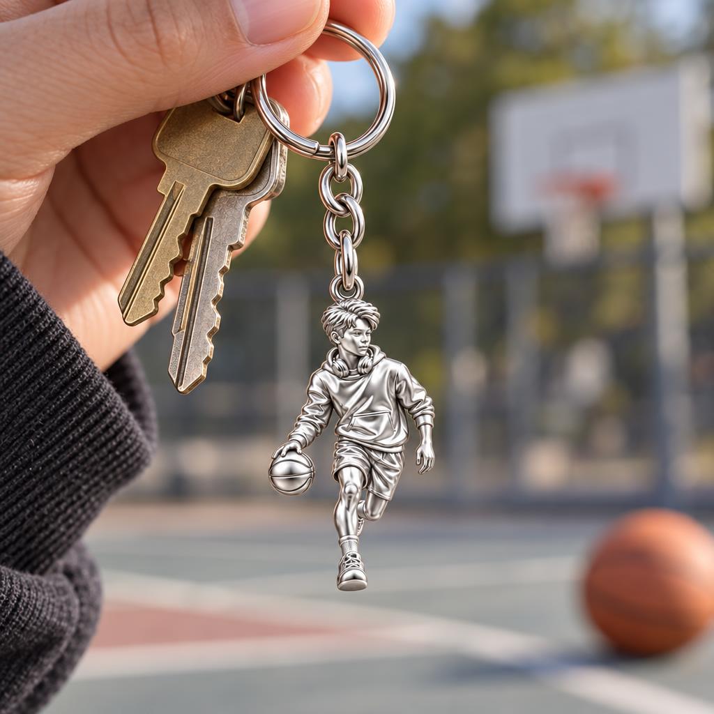 Game Point Dribbler Charm Keychain – worn / in use