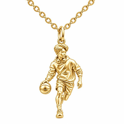 Game Point Dribbler Charm Necklace Set – 18K gold, front view