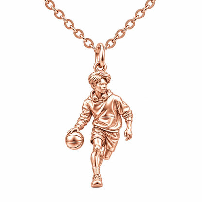 Game Point Dribbler Charm Necklace Set – rose gold, front view