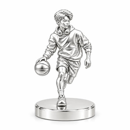 Game Point Dribbler Keepsake Plaque – silver, front view
