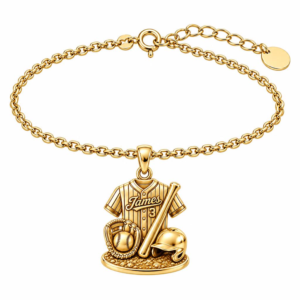 Gameday Jersey and Gear Charm Bracelet Set – 18K gold, front view