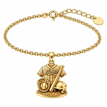 Gameday Jersey and Gear Charm Bracelet Set – 18K gold, front view