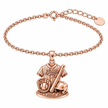 Gameday Jersey and Gear Charm Bracelet Set – rose gold, front view