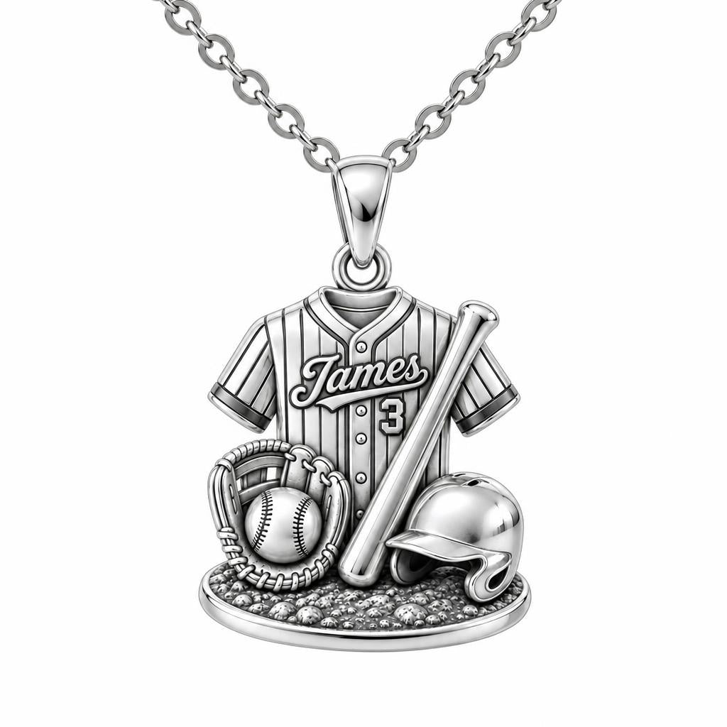 Gameday Jersey and Gear Charm Necklace Set – silver, front view
