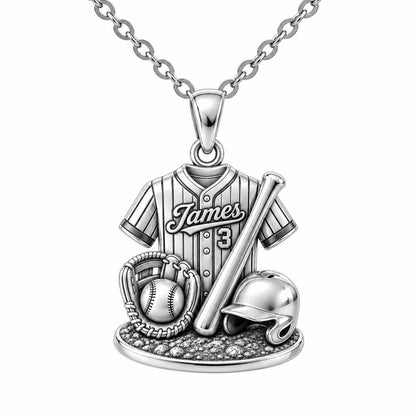 Gameday Jersey and Gear Charm Necklace Set – silver, front view