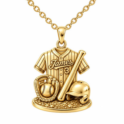 Gameday Jersey and Gear Charm Necklace Set – 18K gold, front view