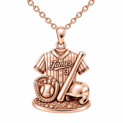 Gameday Jersey and Gear Charm Necklace Set – rose gold, front view