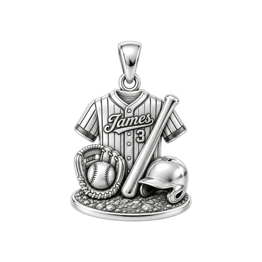 Gameday Jersey Charm Bracelet – Personalized Athlete Gift – silver plated 2 cm charm, front view