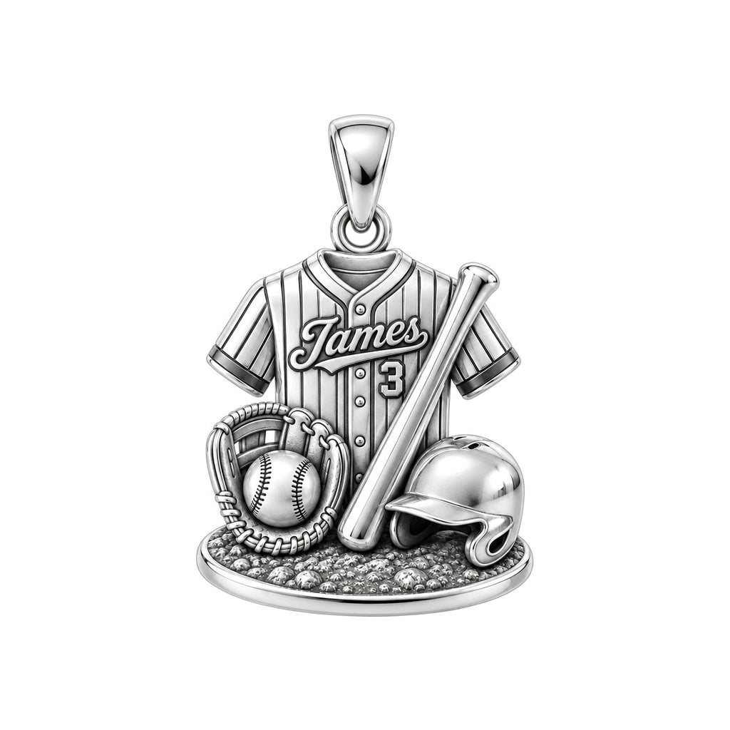 Gameday Jersey Charm Bracelet – Personalized Athlete Gift – silver plated 3 cm charm, front view