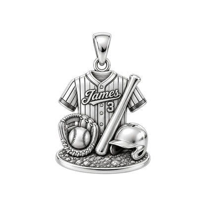 Gameday Jersey Charm Bracelet – Personalized Athlete Gift – silver plated 3 cm charm, front view