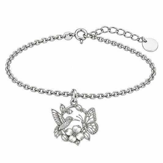 Garden Friends Meadow Charm Bracelet Set – silver, front view