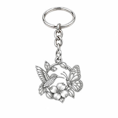 Garden Friends Meadow Charm Keychain – silver, front view