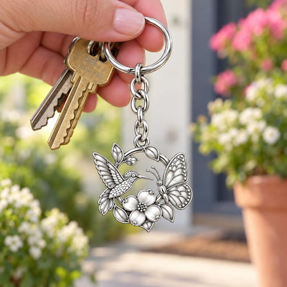 Garden Friends Meadow Charm Keychain – worn / in use