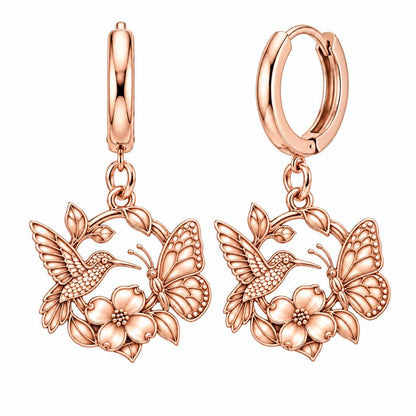 Garden Friends Meadow Huggie Charm Earrings – rose gold, front view