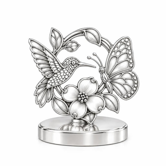 Garden Friends Meadow Keepsake Plaque – silver, front view
