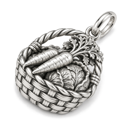 Garden Harvest Basket Charm — Silver Super Macro | charm-topics-remaining-444-2026-09-14 | topic-218