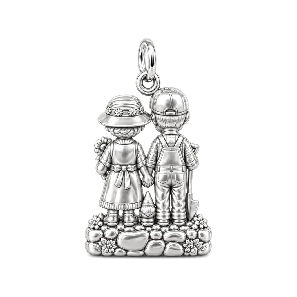Garden Togetherness Charm Bracelet – Personalized Couple Gift – back of the charm, engraving area